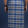Men's Modern Lungi - Bold Navy Blue & White Plaid Design