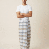 Men's Classic Lungi - Light Tan and White Plaid Design