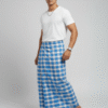 Men's Modern Lungi - Crisp Blue & White Checkered Design