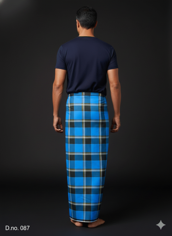694ef024-c941-4ede-92cb-f6930638ee33 Men's Bold Plaid Lungi - Bright Blue & Black Checkered Design