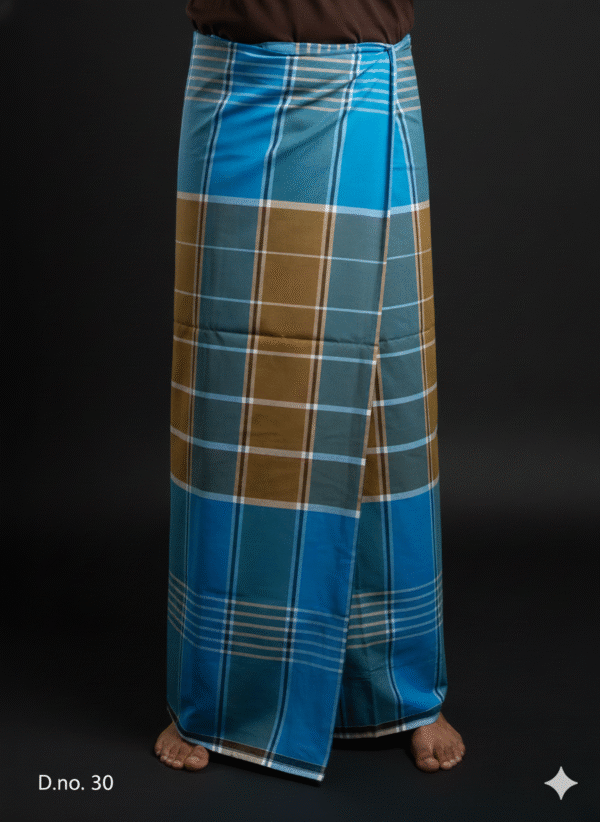 Generated Image December 10, 2025 - 11_50AM (1) Men's Bold Plaid Lungi - Vibrant Blue & Tan Check Design