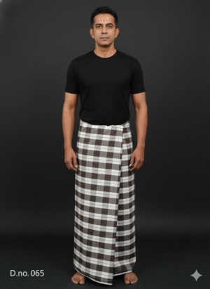 Men's Classic Plaid Lungi - Brown & White Checkered Design