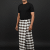 Men's Classic Plaid Lungi - Brown & White Checkered Design