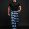 Men's Bold Plaid Lungi - Striking Blue & Black Check Design