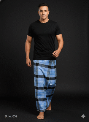 Generated Image November 04, 2025 - 2_21PM Men's Modern Plaid Lungi - Bold Blue & Black Check Design