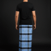 Men's Modern Plaid Lungi - Bold Blue & Black Check Design