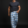 Men's Classic Plaid Lungi - Bold Blue & White Check Design