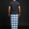 Men's Classic Plaid Lungi - Bold Blue & White Check Design