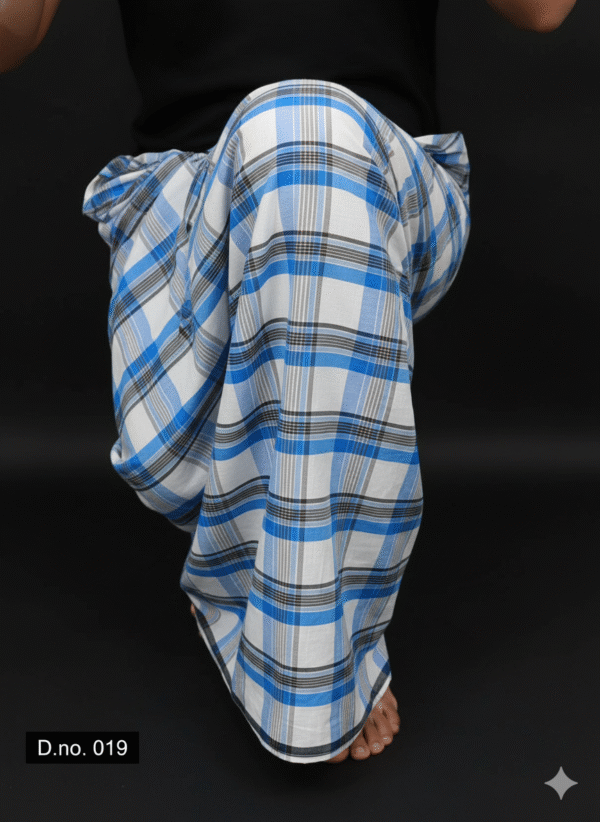 Men's Classic Plaid Lungi - Bold Blue & White Check Design
