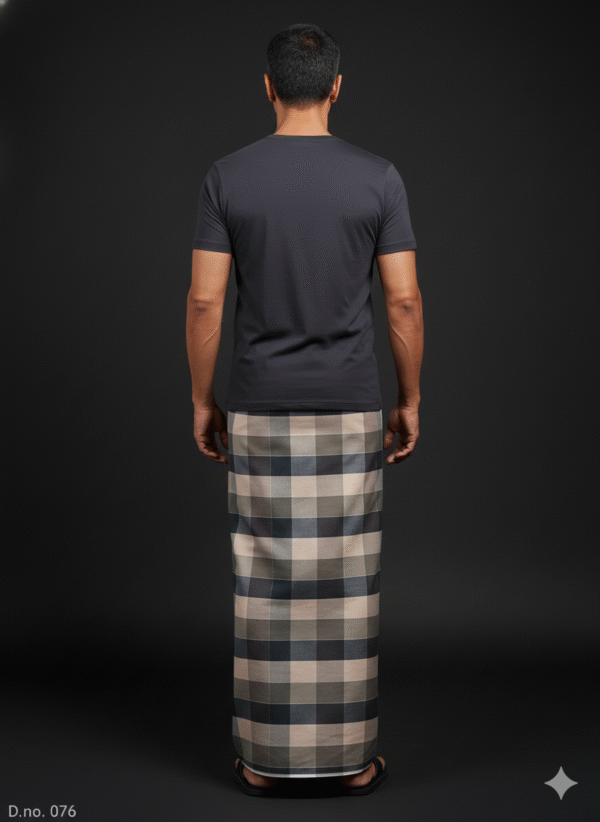 Generated Image November 04, 2025 - 7_56PM (1) Men's Sophisticated Plaid Lungi - Earthy Grey & Khaki Check Design