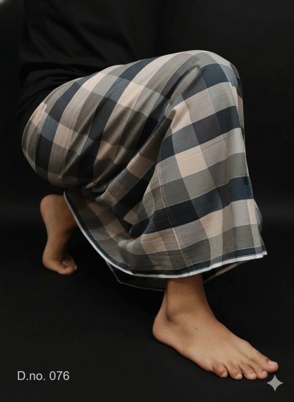 Generated Image November 04, 2025 - 8_00PM Men's Sophisticated Plaid Lungi - Earthy Grey & Khaki Check Design