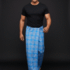 Men's Vibrant Lungi - Bright Blue & White Fine Check Design