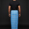 Men's Vibrant Lungi - Bright Blue & White Fine Check Design