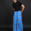 Men's Bold Plaid Lungi - Bright Blue & Multi-Check Design