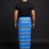 Men's Bold Plaid Lungi - Bright Blue & Multi-Check Design