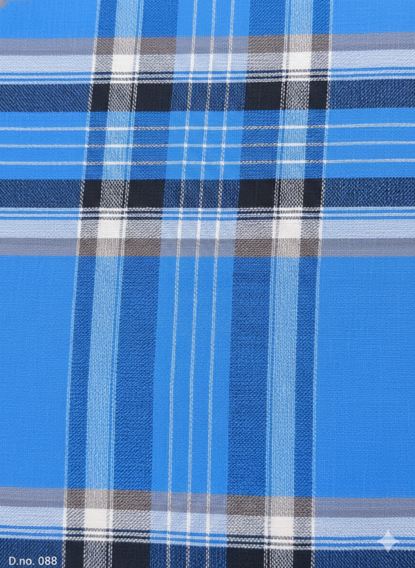 Men's Bold Plaid Lungi - Bright Blue & Multi-Check Design