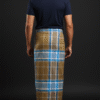 Men's Distinctive Plaid Lungi - Tan, Blue & Brown Check