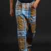 Men's Distinctive Plaid Lungi - Tan, Blue & Brown Check
