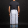 Men's Modern Lungi - Crisp White Check with Blue & Grey Border