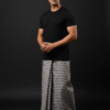 Men's Classic Lungi - Subtle Grey and Brown Striped Design
