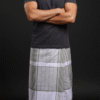 Men's Elegant Lungi - Olive Green and White Plaid Design