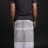 Men's Elegant Lungi - Olive Green and White Plaid Design
