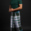Men's Bold Plaid Lungi - Classic Dark Green and White Check