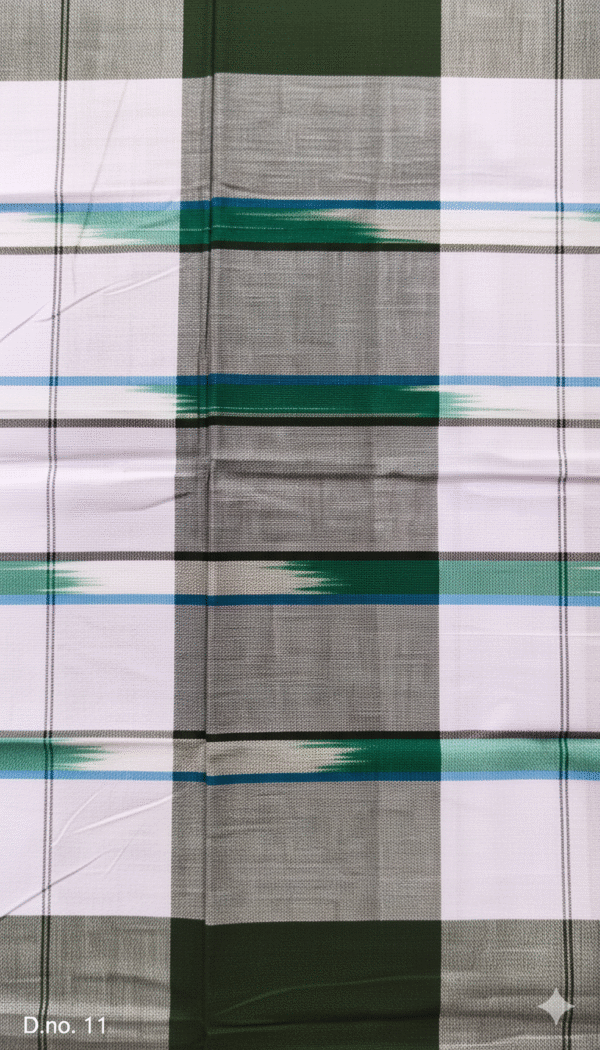 Men's Bold Plaid Lungi - Classic Dark Green and White Check