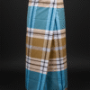 Men's Distinctive Plaid Lungi - Khaki & Aqua Blue Check