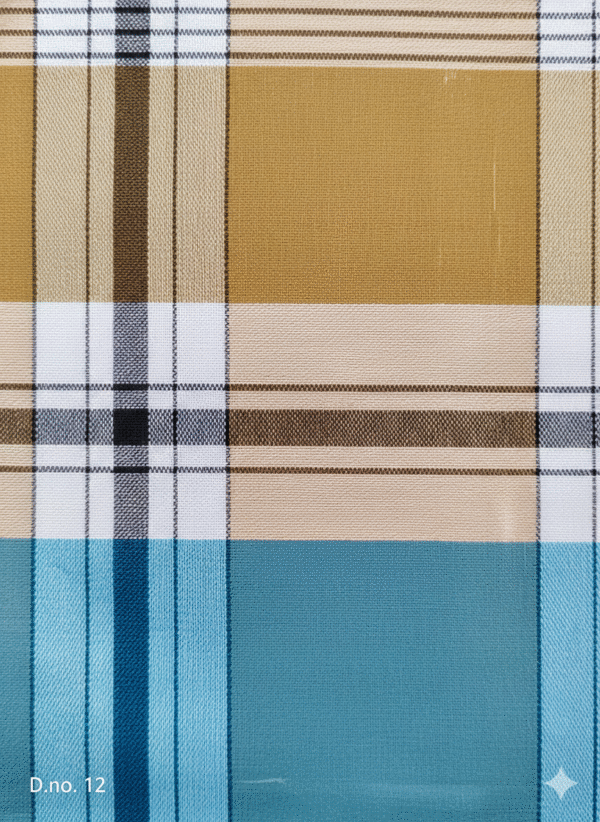 Men's Distinctive Plaid Lungi - Khaki & Aqua Blue Check