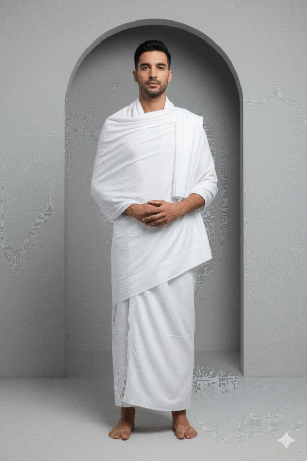Generated Image October 25, 2025 - 6_00PM Ultra-Soft & Smooth Ihram Set for Men | Hajj & Umrah Pilgrimage