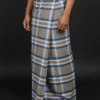 Men's Sophisticated Lungi - Grey-Brown and Blue Plaid Design