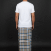 Men's Sophisticated Lungi - Grey-Brown and Blue Plaid Design