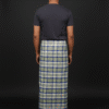 Men's Stylish Lungi - Olive Green and Blue Plaid Design