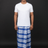 Men's Classic Plaid Lungi - Bold Blue and White Check