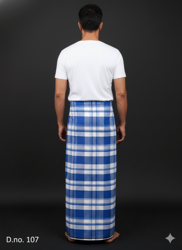 Men's Classic Plaid Lungi - Bold Blue and White Check
