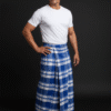 Men's Classic Plaid Lungi - Bold Blue and White Check