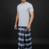 Men's Bold Plaid Lungi - Striking Black and Blue Check