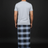 Men's Bold Plaid Lungi - Striking Black and Blue Check