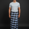 Men's Bold Plaid Lungi - Striking Black and Blue Check Design