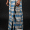 Men's Modern Lungi - Blue, Grey & Tan Plaid Design