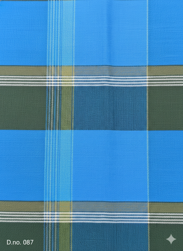 download (9) Men's Bold Plaid Lungi - Bright Blue & Black Checkered Design