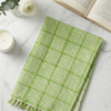 Fresh Parrot Green & White Checkered Cotton Angvastra | Soft Traditional Gamcha