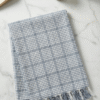 1765016378059 Elegant Greyish-Blue & White Checkered Cotton Towel | Premium Angvastra with Tassels