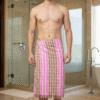 Premium Pink & Brown Checkered Cotton Gamcha | Soft Traditional Towel with Tassels
