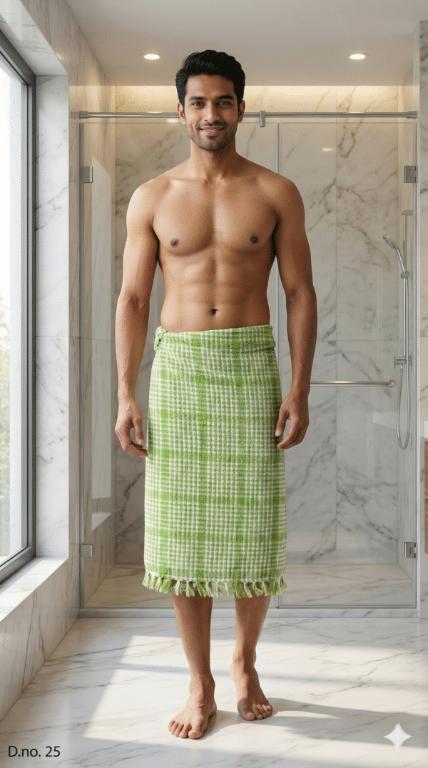 Fresh Parrot Green & White Checkered Cotton Angvastra | Soft Traditional Gamcha