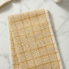 Classic Mustard Yellow & White Checkered Cotton Gamcha | Soft Angvastra with Tassels