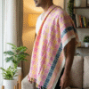 Vibrant Pink & Yellow Checkered Cotton Angvastra | Traditional Gamcha with Blue Border