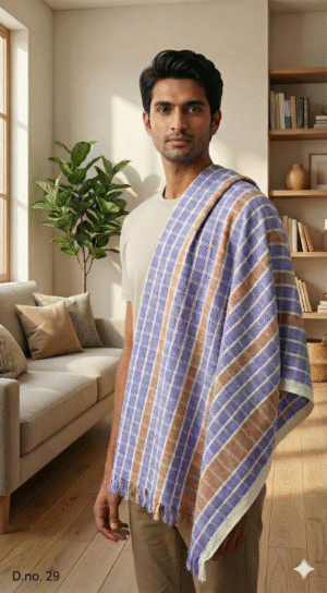 Elegant Purple & Brown Checkered Cotton Angvastra | Soft Traditional Gamcha