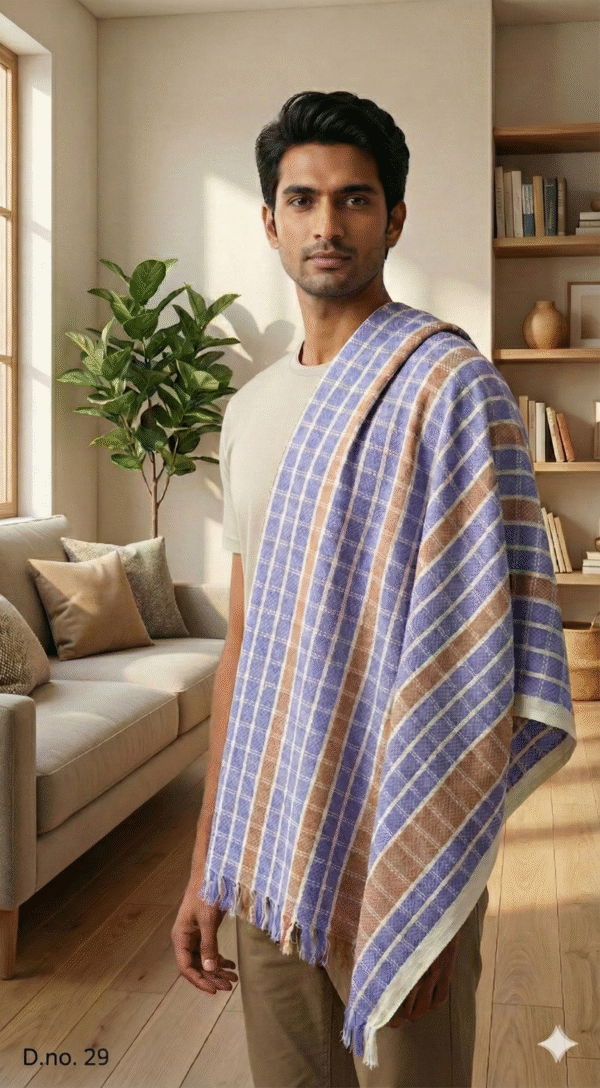 1765110588788 Elegant Purple & Brown Checkered Cotton Angvastra | Soft Traditional Gamcha